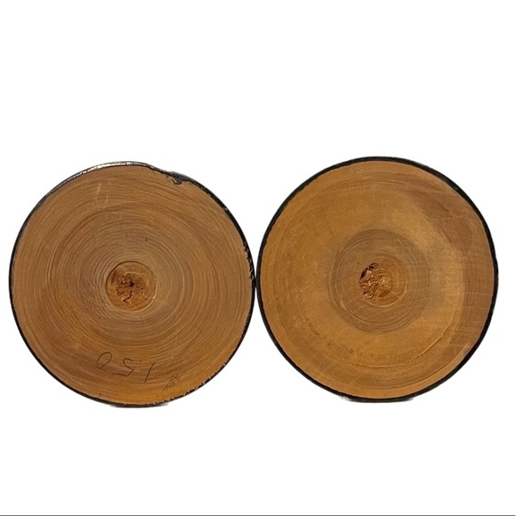 Vtg Mexican Carved Wooden Pedestal Candleholders - Picture 5 of 5